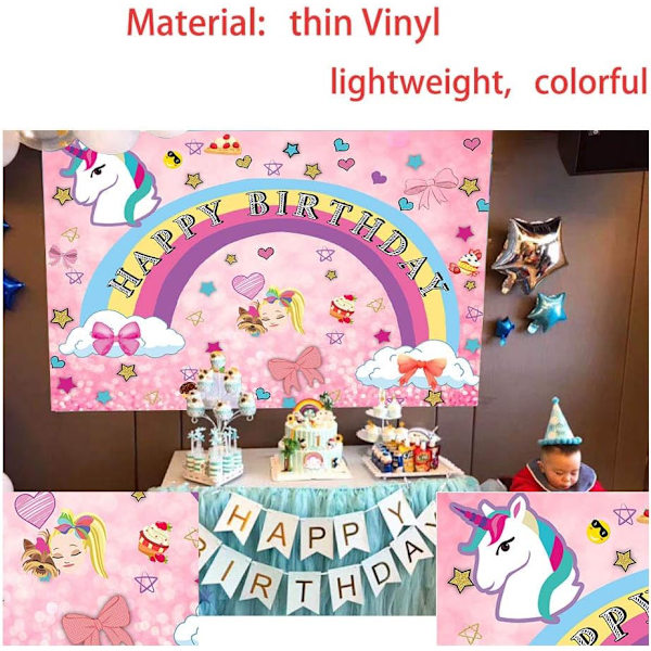 Rosa regnbågsenhörning tema fotografering bakgrunder glad dröm galen stor födelsedag dekor söt bakgrund vinyl baby shower tillbehör festbanderoll 5x3ft