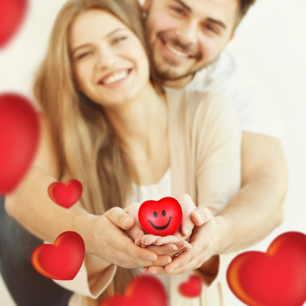 18 stk. 2,76\" Valentinsdag Hjerte Stressbolde Hjerteformede Skumbolde Hjerte Smilende Ansigt Stressbolde Store Hjerte Afslappende Bolde (Rød)