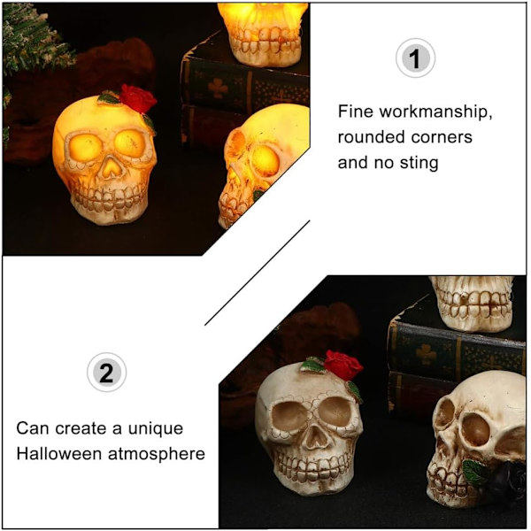 Koti sisustus LED Kuolleiden päivä Kukka Kallo Patsas Valo Halloween Hahmo Yövalo Hartsi Kauhu Kallo Rekvisiitta