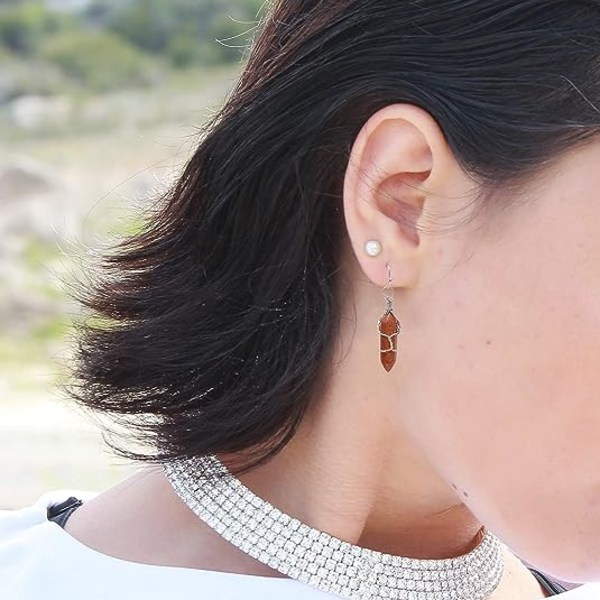 Hand Wired Healing Crystal Point Chakra dinglande örhängen för kvinnor