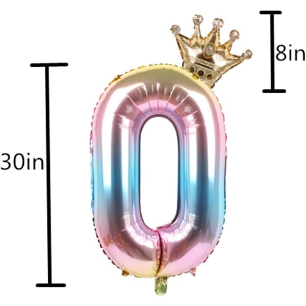 Alumiinikalvo 32 tuuman numero (0), kruunu alumiinifolio numeropallo, syntymäpäiväjuhlan koristelu kaasu ja hääpäivän palloteemajuhlat.