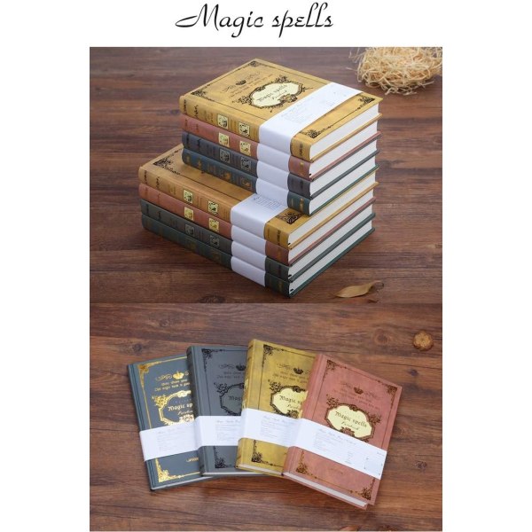 Retro Tykkere Enkle Magiske Stave Pure Notebook Journal Traveler Notepad (Gul, A5)