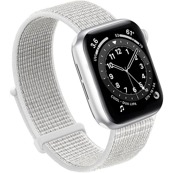Kompatibel med Apple Watch-armband, sportband i nylon för kvinnor och män, för iWatch Series Ultra 8 7 6 5 4 3 2 1 SE (42/44/45/49 mm, Reflector White)