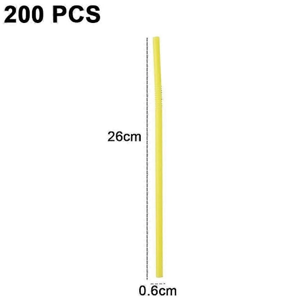 200 st Flexibla Drickstrån av Plast, Extra Långa Färgglada Engångs Böjbara Festliga Trån, 2455 Yellow