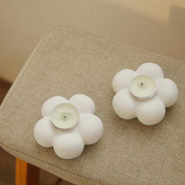 Söpöt kynttilänjalat, keraamiset kynttilänjalkojen pidikkeet pöydän keskipisteeseen, kukkamuotoiseen kodin sisustukseen Hääjuhlat Olohuoneen 2 kpl set (valkoinen)
