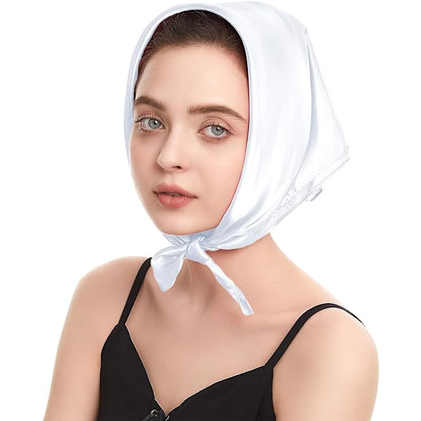 Sidenkänsla Halsduk Kvadratisk Chiffon Halsduk Enfärgad Bandanas Retro Halsdukar för Kvinnor Halsduk Handväska Halsduk