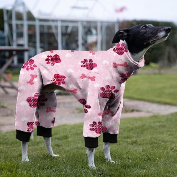 Hundepyjamas Medium Large Dog Paw Printed Greyhound Pyjamas Jumpsuit Bodysuit -pink Medium