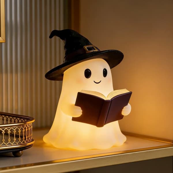 Halloween Ghost Night Light - 3D Resin Reading Ghost USB Lamp for Bedroom Office Style 3-1 PCS