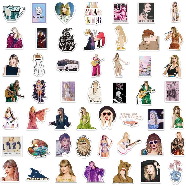 50 PCS Taylor Stickers Merch Accessories Sticker Pack Vinyl Band Guitar Stickers Rock Band Stickers Rock Sticker Album Water Bottle