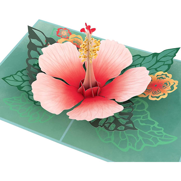 Hibiscus Bloom Pop Up -kortti, Onnittelukortti, Pop Up -paperikukkainen kortti, Äitienpäivän Pop Up -kortti, Kortti äidille, vaimolle tai ystävälle, Pop Up -vuosipäiväkortti