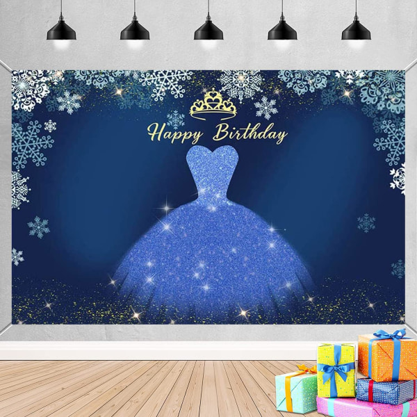 Grattis på födelsedagen Bakgrundsdekorationer Blue Diamond Princess Dress Födelsedag Bakgrund för Phot