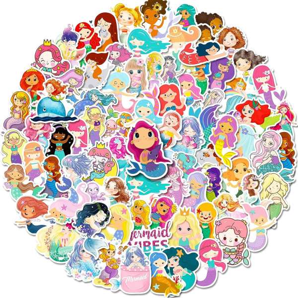 100PCS Cute Sea Mermaid stickers for kids,Cartoon Siren girl Stickers, Princess Stickers, Vinyl Sticker for Water Bottle, Skateboard, Luggage, Laptop