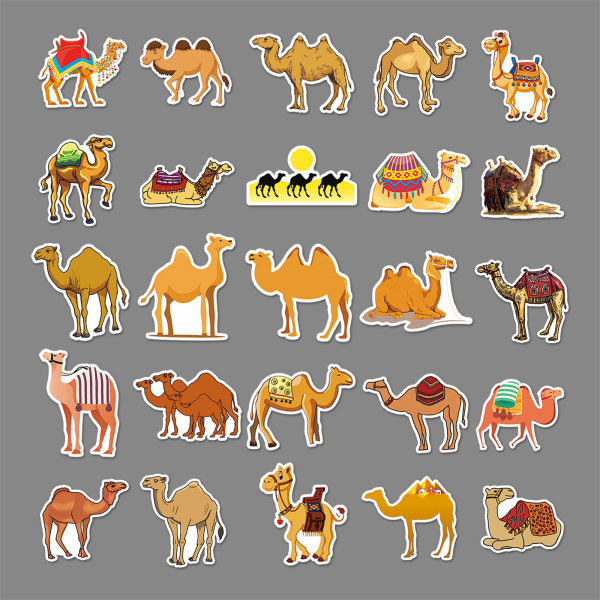 Desert Camel Stickers for Teens Boy Girls Kids 50 Pcs Cute Cartoon Waterproof Vinyl Animals Stickers for Laptop Phone Tablet Luggage Notebook