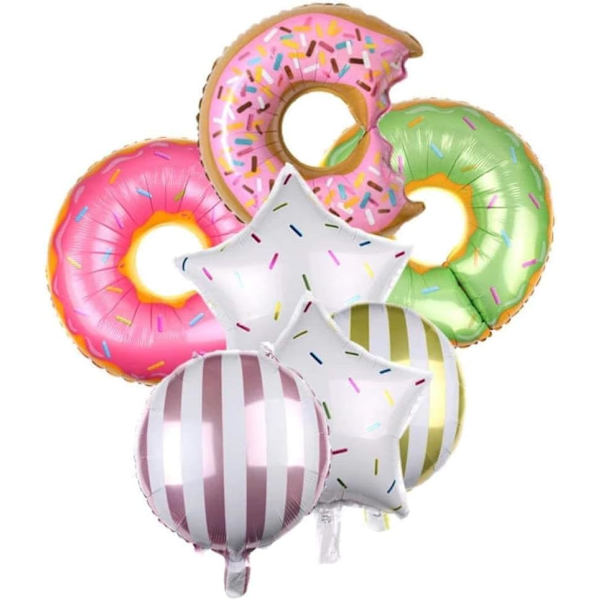 Donut Balloner - Donut Dekorationer, Donut tema Fødselsdagsfest Tilbehør, Donut Ballon Folie Fødselsdag Dekoration Helium Sjov Ballon til Fest Dekoration