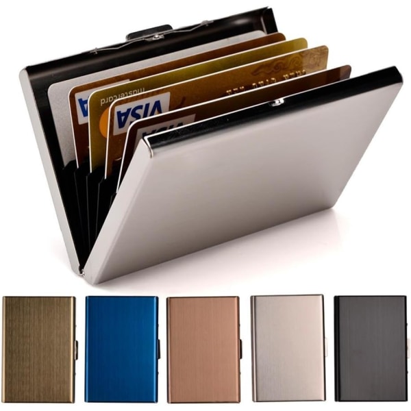 Kredittkortholder i rustfritt stål Kredittkortholder i metall ID-kortholder RFID-lommebøker Visittkortholder for kvinner eller menn, sølv
