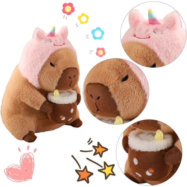 Söt Capybara Plyschleksak, Capybara Gosedjur för Vuxna, Mjuk Plyschdocka Kudde, Heminredning för Barnpresenter, Enhörning