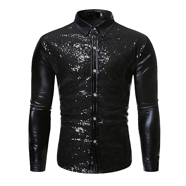 Sliktaa Miesten Paljetti Juhlapaita Pitkillä Hihoilla ja Reversillä Black XL