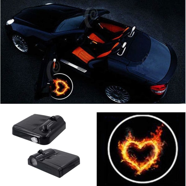 Premium Car Door Light 2 st enkla installerade välkomstlaserprojektor Pastable Led Logo Light Holeless Magnet Sensor Ghost Shadow Lamp Logos (LOVE274)