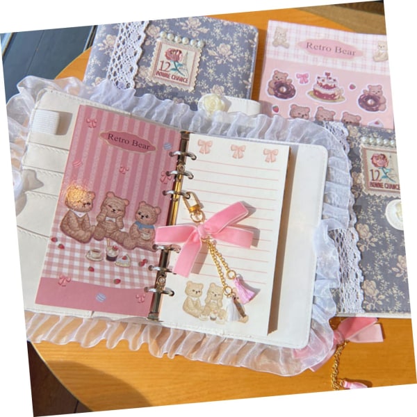 Spiral notesbøger i stof - rejse notesbog - tom notesbog - planlægger - sød notesbog - notesbog i papir - stof - blondekanter - notesbog til optagelse - DIY-scrapbog