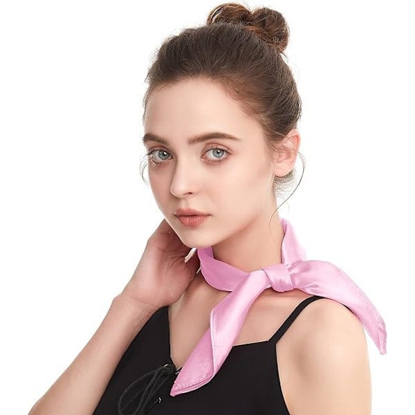 Sidenkänsla Halsduk Kvadratisk Chiffon Halsduk Enfärgad Bandanas Retro Halsdukar för Kvinnor Halsduk Handväska Halsduk