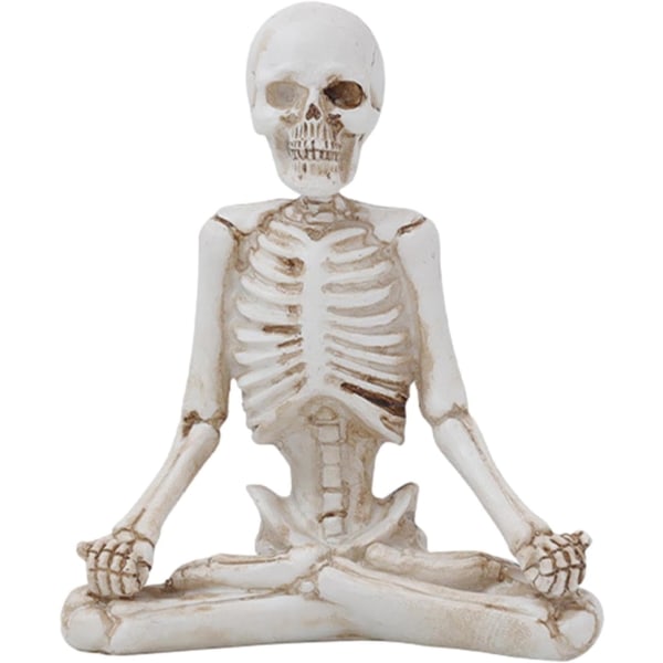 Spooky Spiritual Skull Resin Sculpture - Sjov Halloween-dekoration - Day of the Dead-dekoration - Yogadekoration til kontor