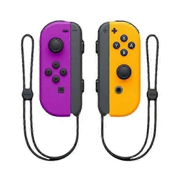 Trådlös handkontroll för Nintendo Switch, stöder väckningsfunktion, vänster höger fjärrkontroll med handledsrem lila o Purple Orange