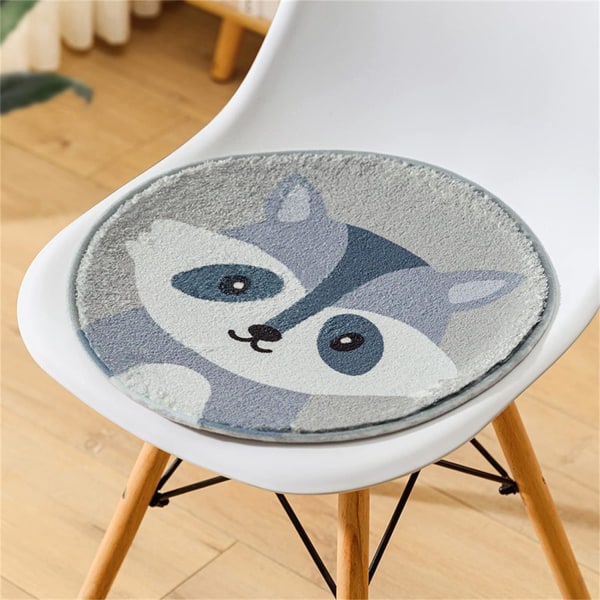 Lasten pyöreä tuolityyny, tuolin tyyny, pehmeä istuintyyny, eläimen muotoinen lattiatyyny, pyöreä lasten tyyny (pesukarhu, 30 x 30 cm)