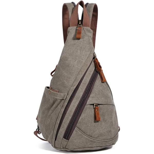 Canvas Sling Bag - Liten Crossbody Ryggsäck Axelväska Casual Dagryggsäck för Män Kvinnor