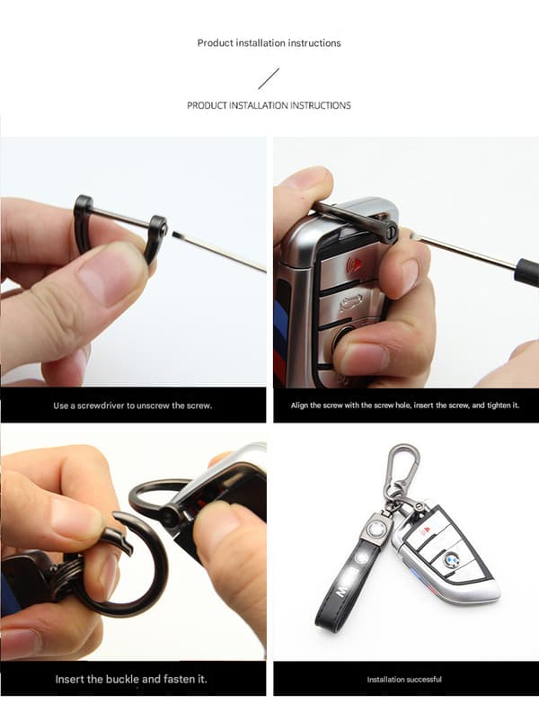 Personalized Logo Metal Keychain - Leather Keychain for Men Gunmetal Hardware Dodge Dodge