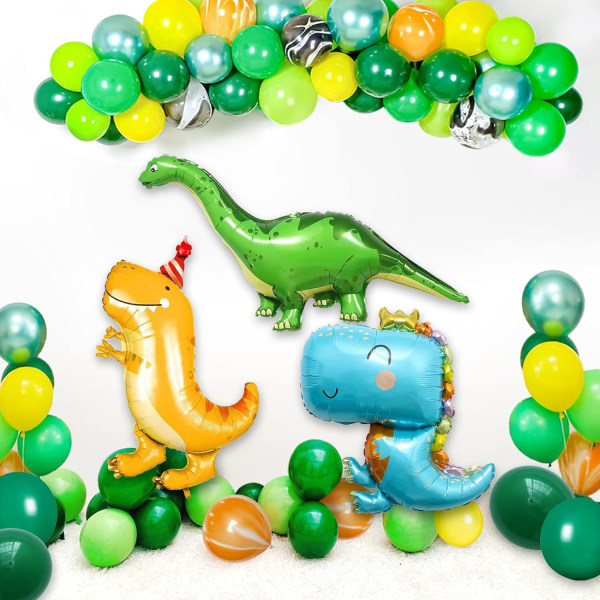Dekorationer för dinosauriefödelsedagsfest Dinosaurieballong Garland Arch Kit Festtillbehör för Happy Birthday Ballong för barns fest, dusch, firande