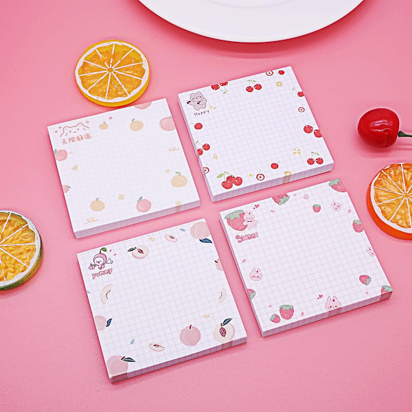 Cute Post-it Notes, Reusable Kawaii Sticky Notes for Creative Minds, 80 Sheets per Pad, 4-Pack, Residue-Free Adhesive, Suitable for Various