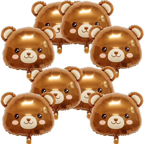 8 stk bjørneballong dyreballonger, søte bjørneformede brune ballonger folieballonger til babydusjpynt Dyrebursdagsfest Jungle-tema