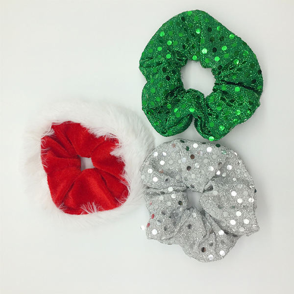 6 stk. pailletter julehår scrunchies glitter halloween metalliske elastikker hestehale holdere hår håndledsbånd til fitness dans fest klub (sølv)