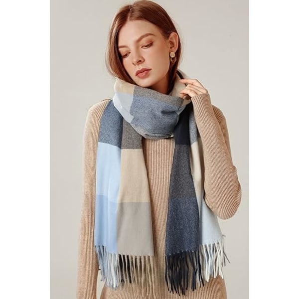 Tartan Plaid Tørklæder til Kvinder Vinter, Lange Tørklæder til Kvinder med Frynser, Super Blødt Tørklæde til Kvinder Vinter