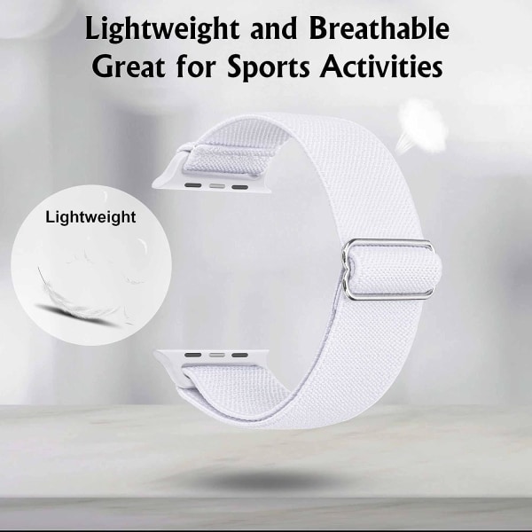 Strækbart urbånd kompatibelt til Apple Watch bånd 41 mm 40 mm 38 mm Komfortabelt justerbart sportsbånd til kvinder mænd - hvid