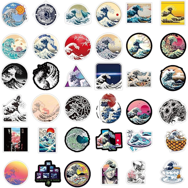 50 bølge klistermærker vandtæt vinyl er velegnet til vandflasker, cykler, notesbøger, køleskabe, kufferter, computere og skateboards.