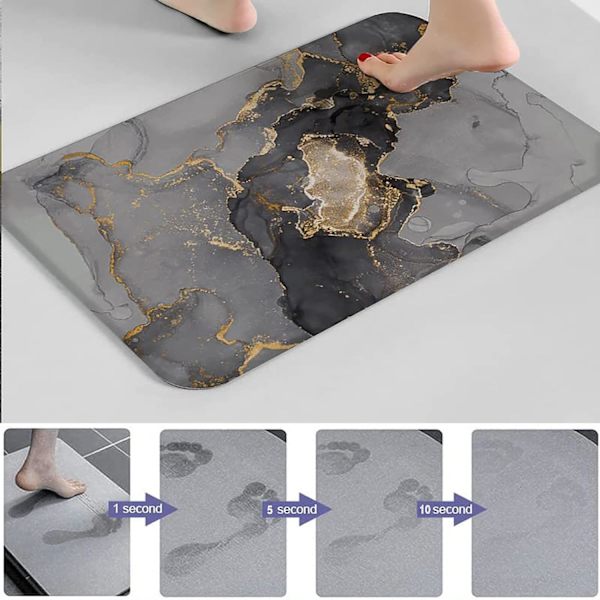 Innovativ badrumsmatta, halkfri, absorberande, snabbtorkande, tunn, smutsavvisande, för badrum, dusch, badkar, handfat (40 x 60 cm)