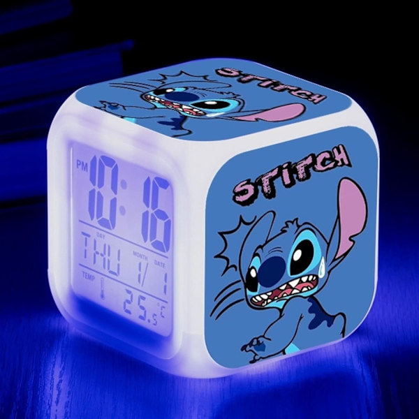 LED-väckarklocka, Kids LED färgglad lysande kub LCD-klocka, för barn vuxna sovrum vakna nattstygn alarmklocka, F