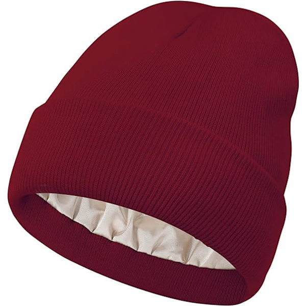 Dame Satin Foret Beanie til Kvinder Strikkede Beanies Dame Vinter Beanies til Dame Huer til Mænd Cuffed Skull Cap