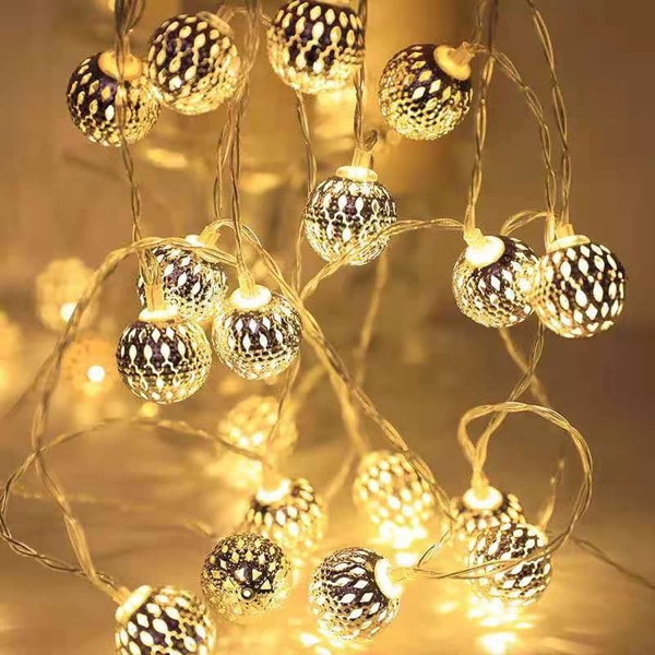 Marokon valaisin, led-valoseppele, joulukoristeet, sisävaloseppele, 3 metriä | 20 lämpimän valkoista LEDiä | itämainen koristelu