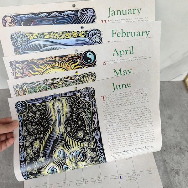 Heksekalender 2023  12 Illustration Monthly Family Wall Art Calendar  Æstetiske dekorative 