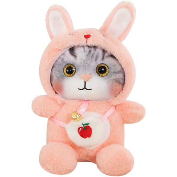 Cute Cat Rabbit Plush Stuffed Animal Cat Plushies with Rabbit Outfit，Gifts for Kids（9.8 inches）