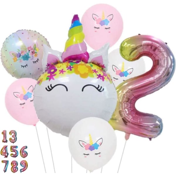 Unicorn Födelsedagsdekorationer - Nummer 5 Ballong Rosa Gradient, Unicorn Balloons, Unicorn Party Decorations, Unicorn Party Supplies 5th Birthday Party