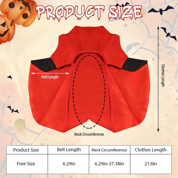 Halloween Cat Vampire Cloak Costume Halloween Adjustable Red Black Pet Cape Costume Clothes, Halloween Pet Accessories Costume Outfit Decor Cowl