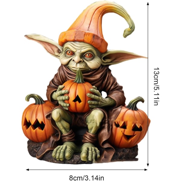 Pumpkin Alien Staty | Creative Alien Pumpkin Halloween Statue - Handmålad hartspumpa prydnad för utomhusbruk, trädgård, veranda, hem