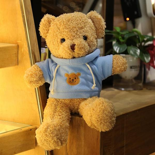 11,8 tum Teddybjörn Plyschdjur Mjuk Plysch Gosig Teddybjörn med Huvtröja Docka för Pojkar Flickor (Blå)