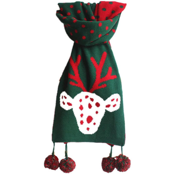 Dame høst og vinter kaldt skjerf jul grønn tykk strikket reinsdyr prikkete jacquard fleece søt varm myk kasjmir touch skjerf sjal skjerf