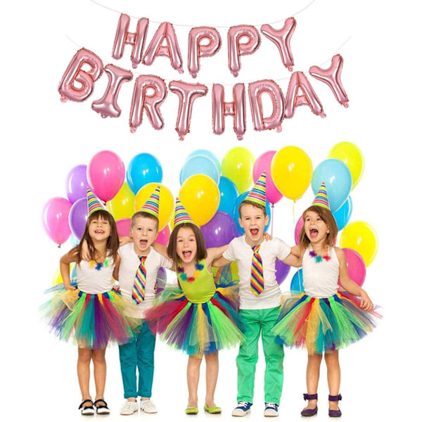 Rosegull Happy Birthday Ballonger Banner, 16 Tommers Mylar Folie Bokstaver Bursdagsskilt Banner Ballon Vimpel Gjenbrukbar Material
