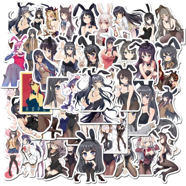 50 st klistermärken, Anime Buta Yarou wa Bunny Girl Senpai, Rascal drömmer inte om Bunny Girl Senpai vattentäta tecknade vinylklistermärken för dekoration