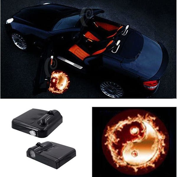 Ensiluokkaiset langattomat auton oven valot 2 kpl Helppo asentaa Tervetuloa laserprojektori Liimattava Led-logovalo Reikävapaa magneettianturi Ghost Shadow -lamppu Logot